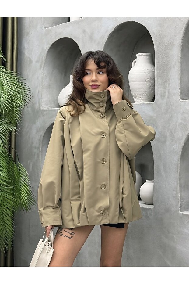 Düğmeli oversize ceket - 3