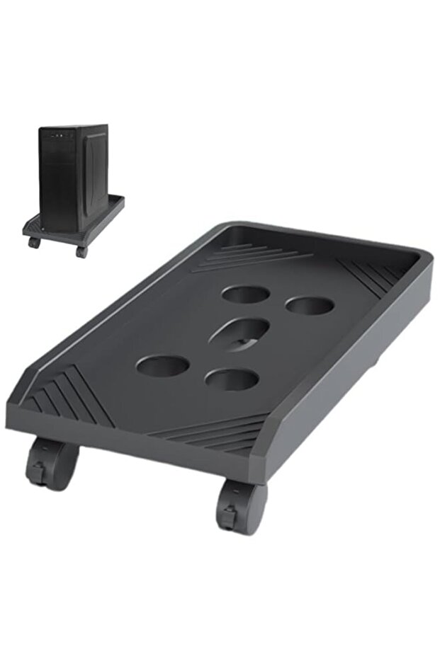 Mobile CPU Stand Computer Tower Cart Holder Plastic Desktop PC Case Riser with Rolling Caster Wheels for Floor Carpet Office Home Under Desk