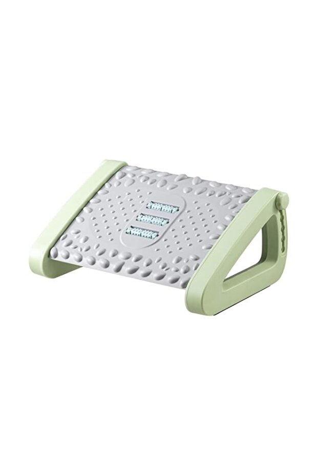 Office Foot Rest - Adjustable Under Desk With Massage Texture and Roller, 6 Height Settings, Ergonomic for Home, Office, School (Green)