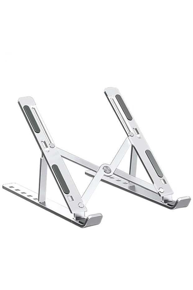Foldable Laptop Stand, Portable Aluminum Heat Dissipating and Ventilating Ergonomic Riser With Adjustable Height Angle, Extra Strong Stand