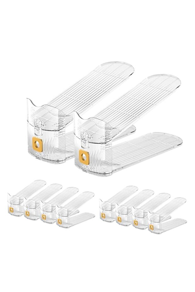 Shoe Slot Organizer,Adjustable Stacker For A Pair Of Shoes,Shoe Holder Space Saver,Double Deck Riser Rack,Shoe Organizer Closet (Clear, 6 Pack)
