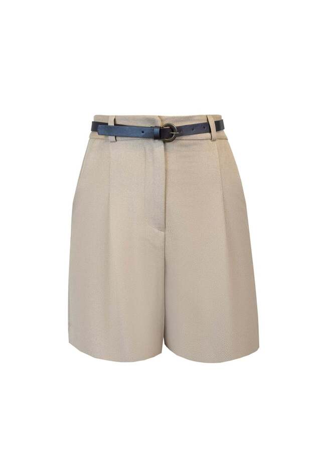 Tek Pileli Kemerli Şort - 3