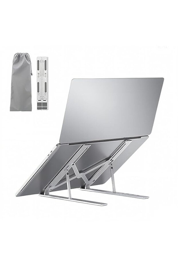 Adjustable Laptop Stand, Portable Aluminium Laptop Riser Laptop Holder for Desk, Extra Strong Stand, Adjutable Height Muti-Angle, Stable Metal Holder for 16" Notebook PC, Silver