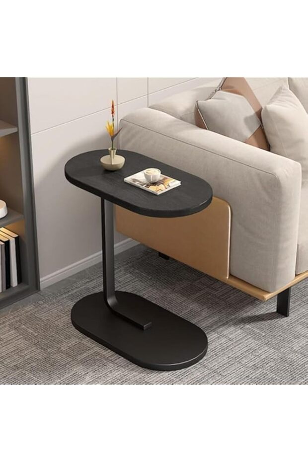 طاولة جانبية على شكل حرف C من SANCAK، طاولة جانبية صغيرة على شكل حرف C للأريكة وجانب السرير بإطار معدني للأريكة - 1