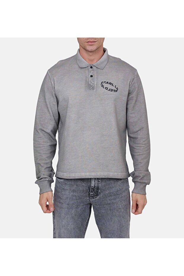 Ring-Shape Logo Polo Sweatshirt