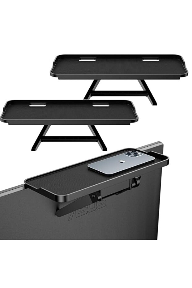 HBSTUDIO TV Top Screen Shelf Adjustable,Computer Monitor Shelf Storage Bracket Mount Hold Cable Media Box, Game Console, WiFi Router, Remote Controls,Plants Home Decor(Black,2pcs)