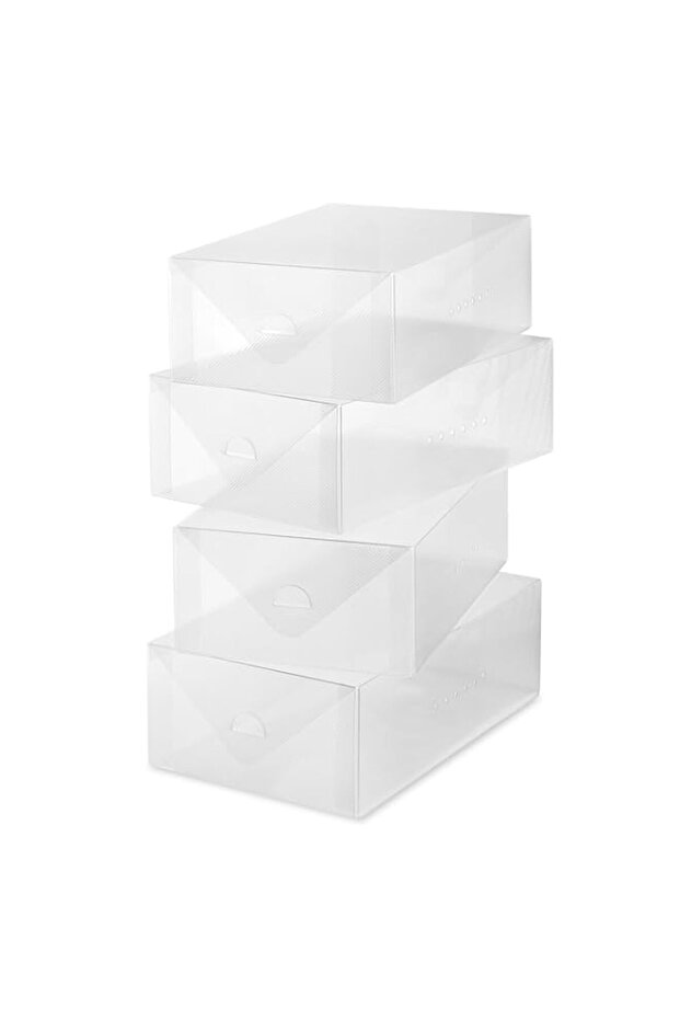 Whitmor Clear Vue Shoe Box - Heavy Duty Stackable Shoe Storage - (Set of 4)