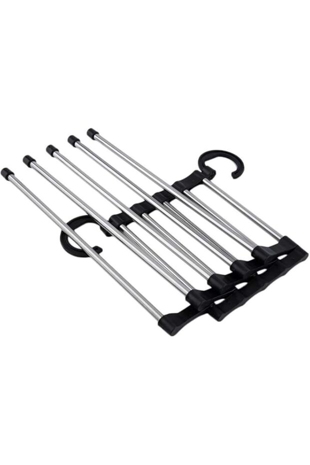 HALAMODO Portable Hand-Held Folding Closet Organizer Trouser Pants Ties Scarf Shawl Rack Hanger Space Saving (Black)