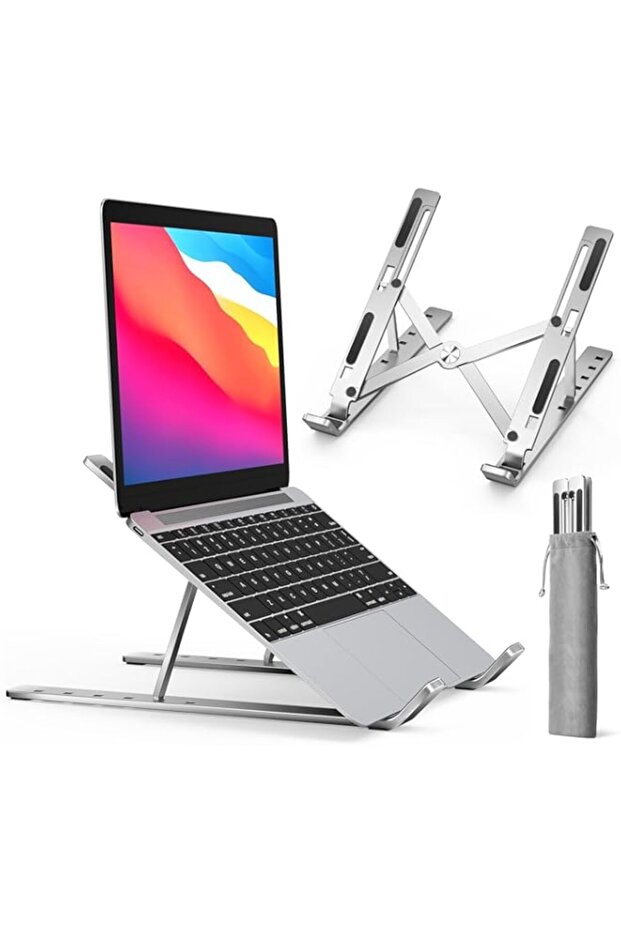 Laptop Stand,Computer Tablet Stand, 6 Angles Adjustable Aluminum Ergonomic Foldable Portable Desktop Holder Compatible for 10-15.6” Macbook,iPad, Hp, Dell so On
