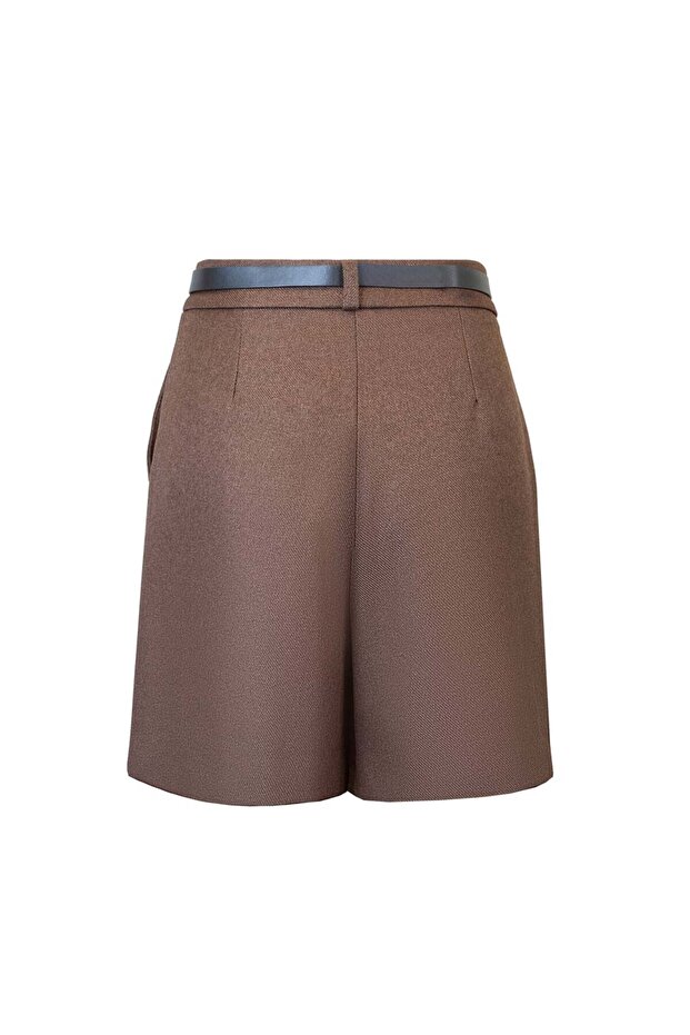 Tek Pileli Kemerli Şort - 5