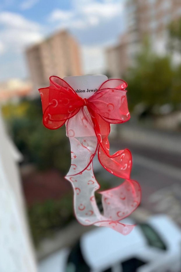 Princess Buckle Clip with Tulle Turkish Flag Red and White Buckle