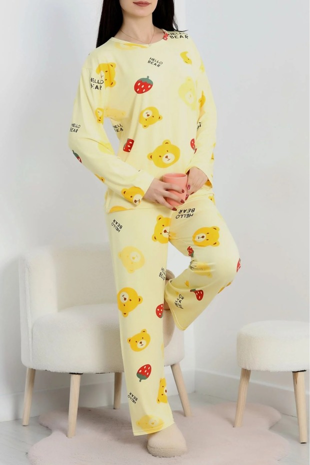 Soft Milan Alt Üst Aynı Pijama Takımı Sarı - 1