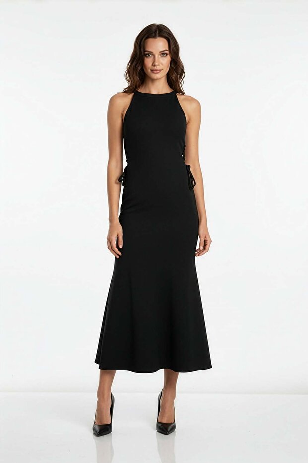 İp Detaylı Midi Elbise - 1