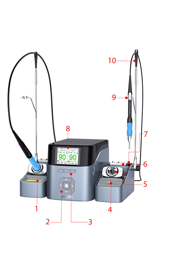 Aixun T420D dual precision soldering station (T210+T115) with 6 tips (K, S, I) - 9