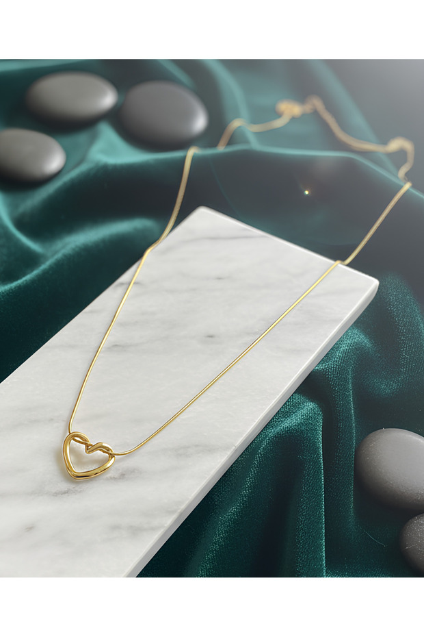 Gold Color New Season Heart Model Steel Necklace Gold Color Trend Chain