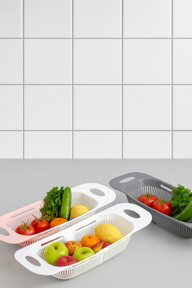 مصفاة قابلة للتعديل، مصفاة بلاستيكية عملية قابلة للتمديد والانحناء - 1