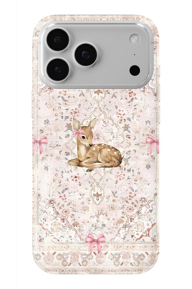 iPhone 18 Pro Compatible Deer and Bow Pattern Transparent Phone Case