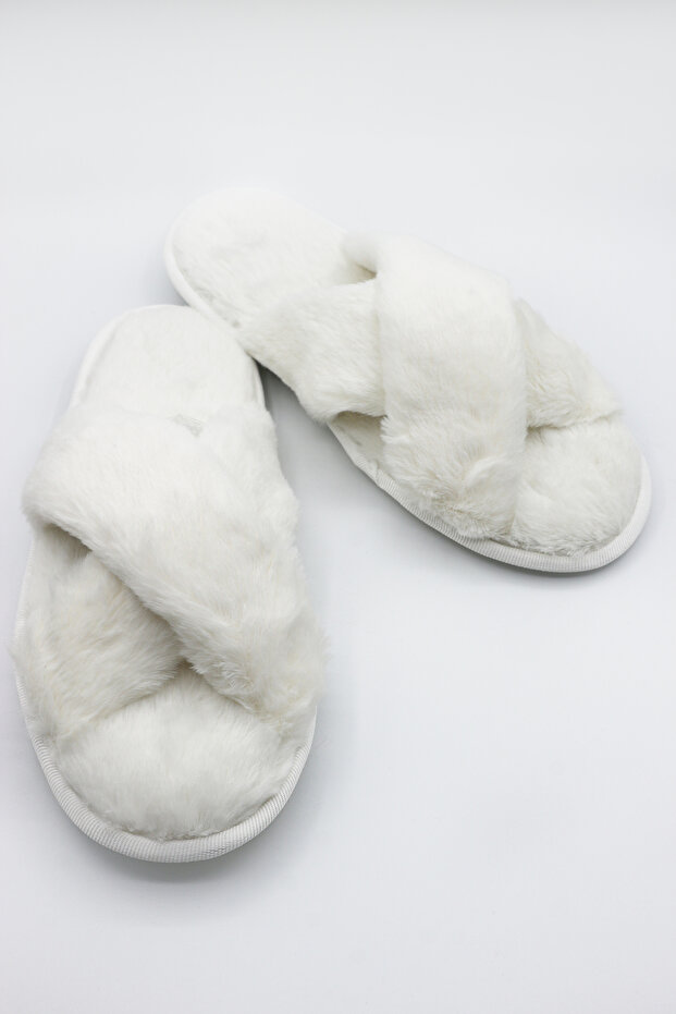 Peluş Kadın Çapraz Ev Terliği - 2