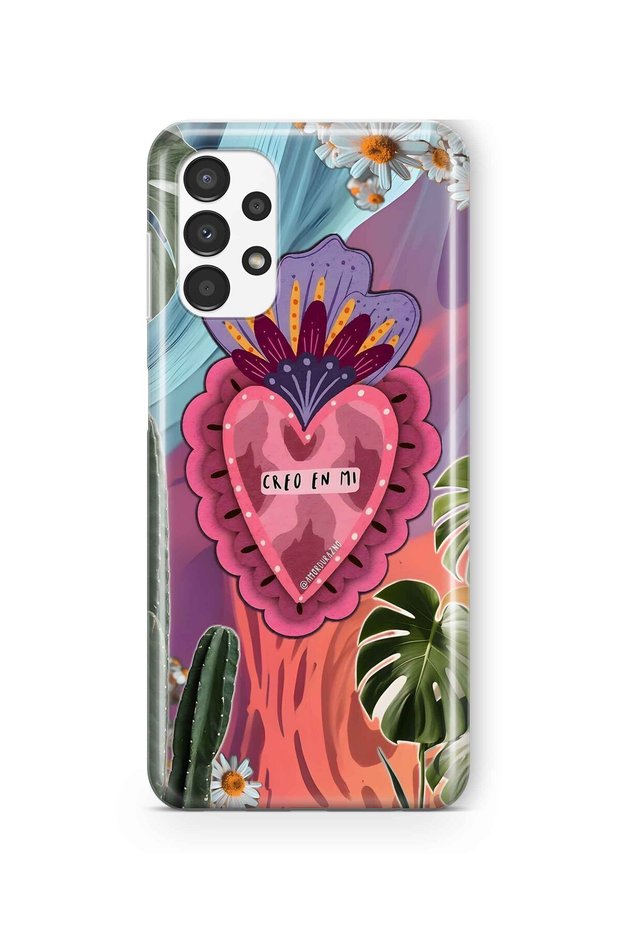 Samsung Galaxy A52 Compatible Colorful Heart and Flower Pattern Transparent Phone Case