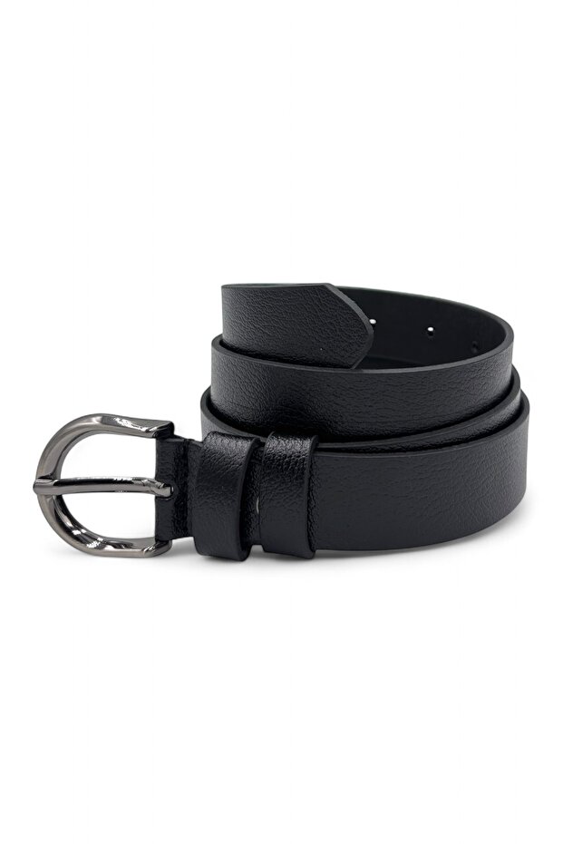 Black Genuine Buffalo Leather Unisex Old Money Belt with Chrome Buckle – 2.8 cm