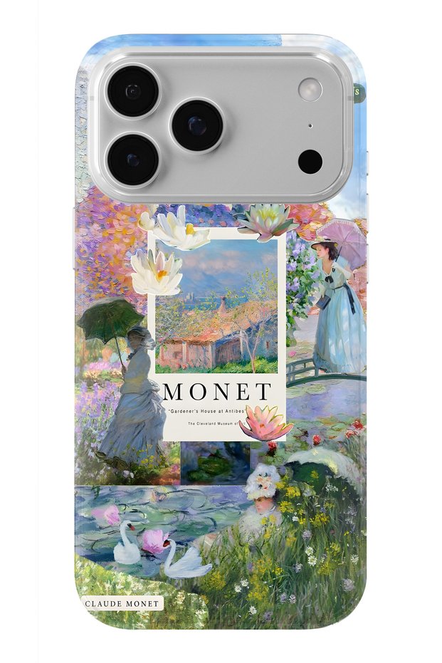 iPhone 18 Pro Max Compatible Monet Collage Patterned Transparent Phone Case