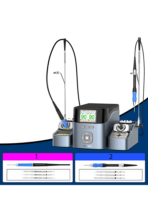 Aixun T420D dual precision soldering station (T210+T115) with 6 tips (K, S, I) - 12