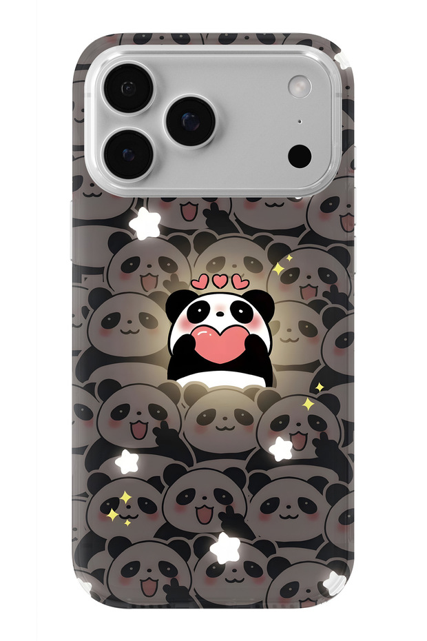 Cute Panda Pattern Transparent Phone Case Compatible with iPhone 18 Pro Max