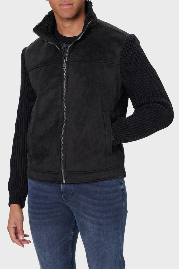 Ls Mn Suede Regular Fit Dik Yaka Örgü Detaylı Ceket M5BR79Z5570 Erkek CEKET M5BR79 Z5570 JBLK - 1