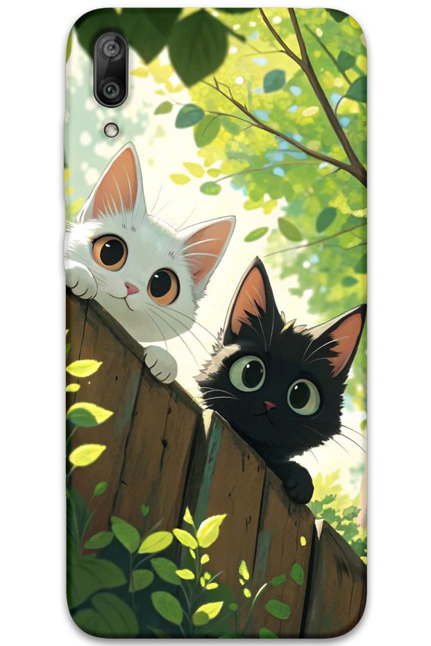 Huawei Y7 Prime 2019 Compatible Cat Pattern Phone Case + Screen Protector - 5785