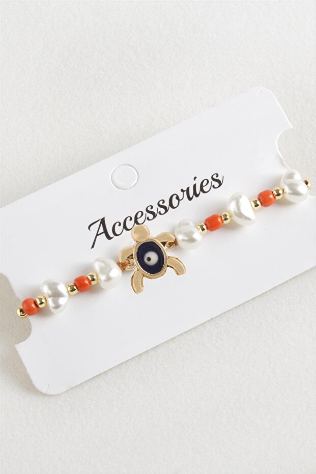 Turtle Bead Pearl Macrame Rope Bracelet