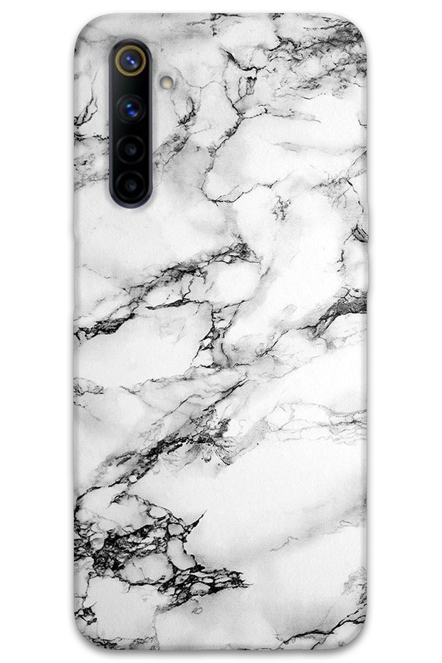 حافظة هاتف بنمط رخامي متوافقة مع هاتف Realme 6 + واقي شاشة - 5817