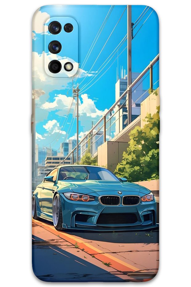 حافظة هاتف بنمط سيارة متوافقة مع هاتف Realme 7 Pro + واقي شاشة - 5760