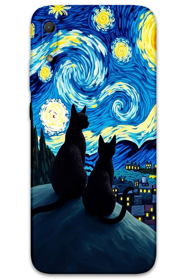 Huawei Y6 2019 Compatible Cat Pattern Phone Case + Screen Protector - 5782