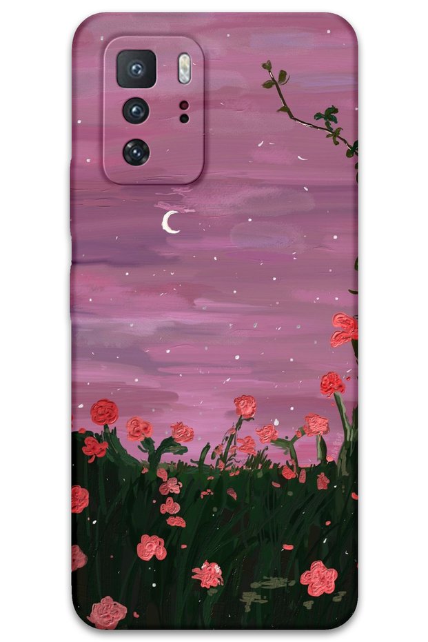 حافظة هاتف متوافقة مع Poco x3 GT بنمط زهور + واقي شاشة - 5793