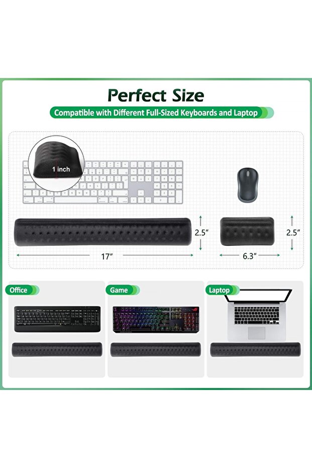 GARLUGAVA Memory Foam Keyboard Wrist Rest with Massage Dots, Non-Slip Base - 2