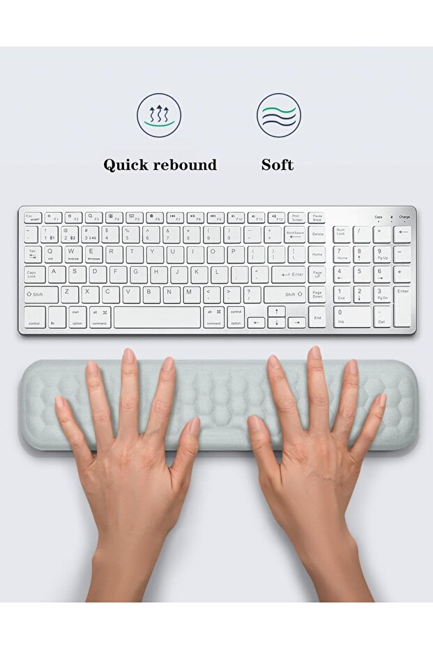 مسند معصم للوحة المفاتيح والفأرة - وسادة ذراع من إسفنج الذاكرة الناعم (رمادي) - 7