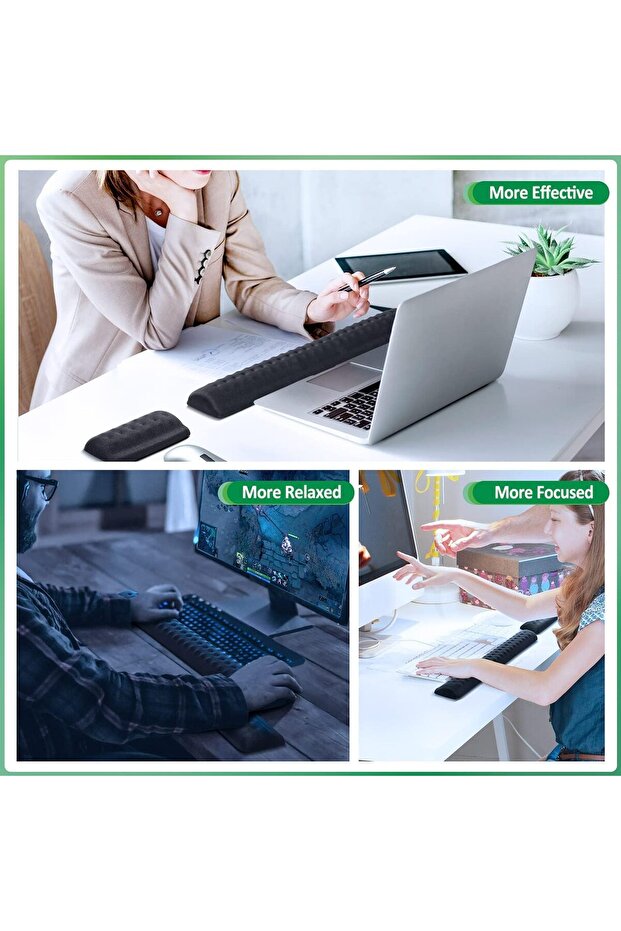 GARLUGAVA Memory Foam Keyboard Wrist Rest with Massage Dots, Non-Slip Base - 5