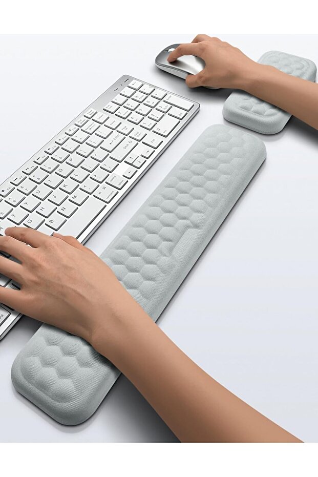 مسند معصم للوحة المفاتيح والفأرة - وسادة ذراع من إسفنج الذاكرة الناعم (رمادي) - 2