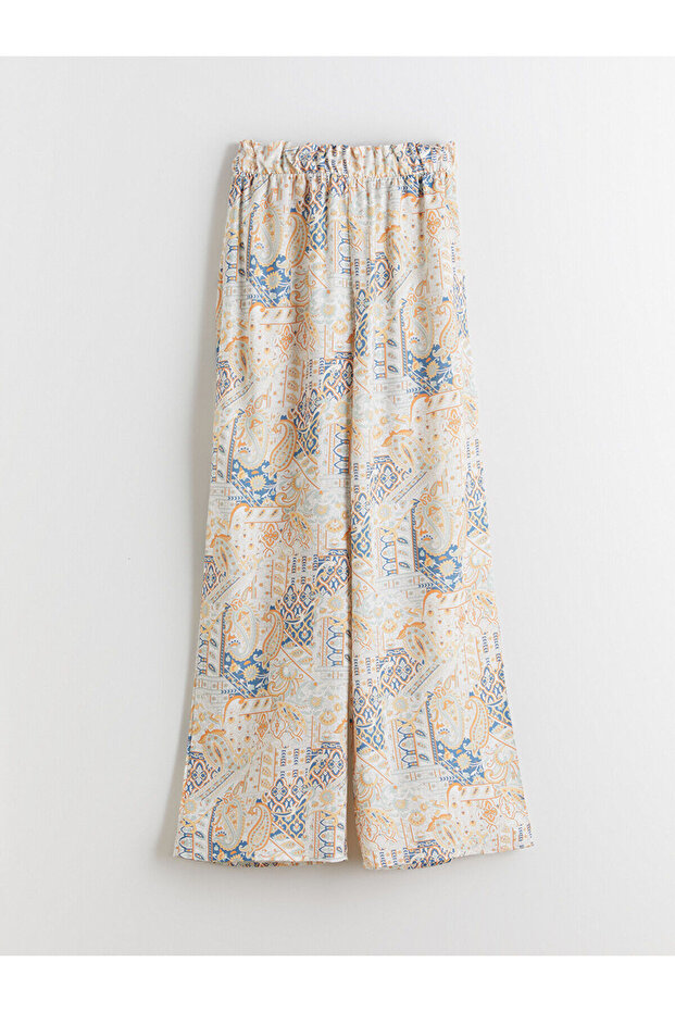 Patterned Girl's Trousers with Elastic Waist