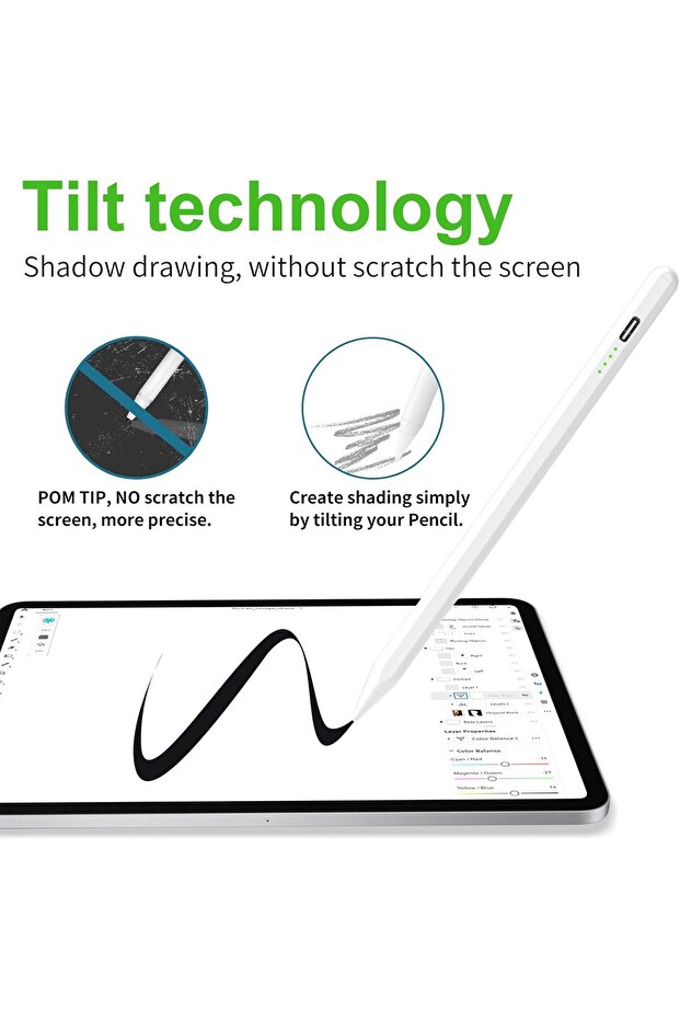 Magnetic Active Stylus for iPad (2018-2023) with Palm Rejection and Tilt Sensitivity — White - 5