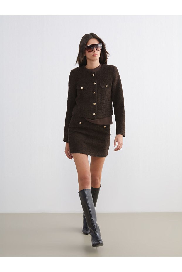 Alita City Lcw Vision Brown Tweed Plaid Mini Women's Skirt with a Difference
