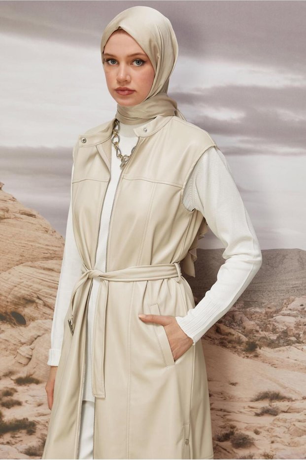 Belted Faux Leather Vest 45249