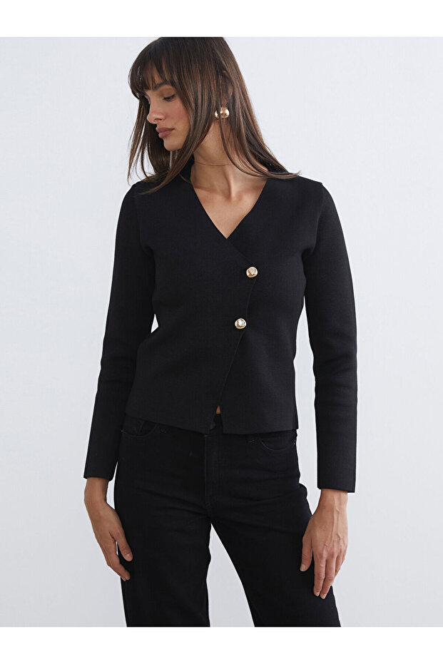 Double-Breasted Collar Women's Knitwear Cardigan