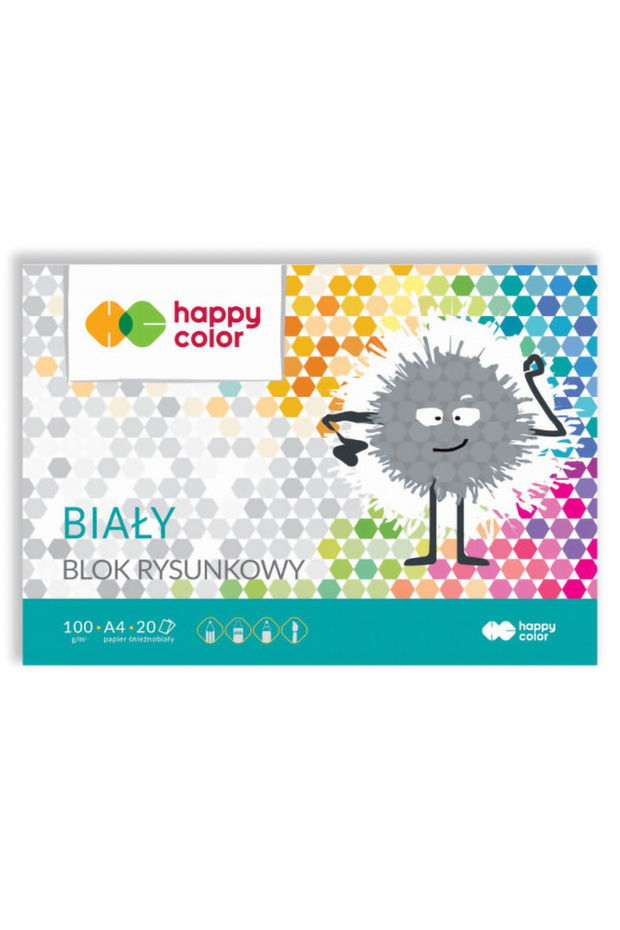 Bloc de desen Happy Color A4 alb, 20 de coli, 100g/m2 - 1