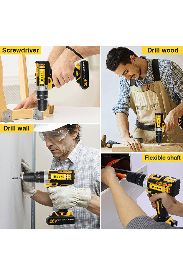 26V Cordless Drill Driver Kit OS-202-1 with Bits, Battery & Flexible Shaft - 6