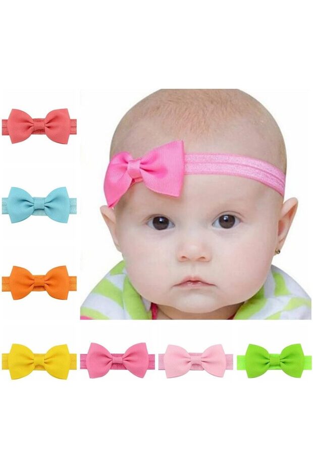 40 Pcs Baby Girls Ribbon Hair Bows Headbands Nylon Elastic for Infants Newborn