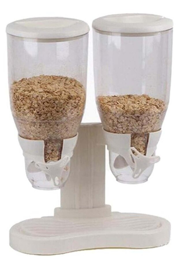 Double Chamber Airtight Cereal Dispenser for Home Kitchen