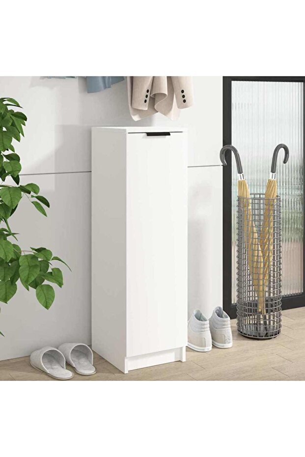 Shoe Cabinet White 30x35x100 cm Engineered Wood