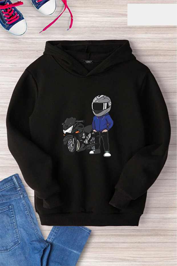 Hooded Sweatshirt Motorcu Printed Gift Children's Hoodie 3 Thread Cotton