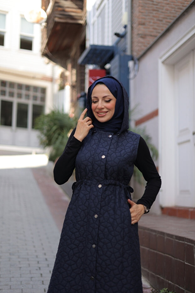 Şirin Kapüşonlu Kapitone Yelek - 7005 - 5